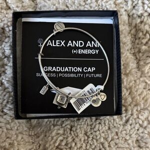 New - Alex and Ani Silver Charm Bracelet with Graduation Cap
